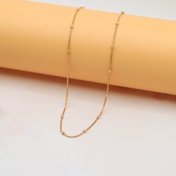 "Delicate Rose Gold Plated Chain Necklace with Bead Accents,  XPNL0155 - Picture 8 of 12